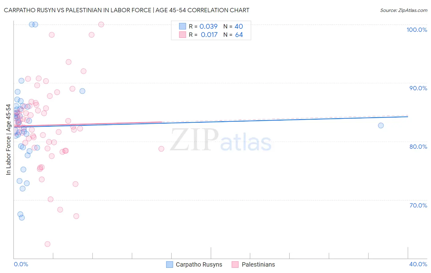 Carpatho Rusyn vs Palestinian In Labor Force | Age 45-54