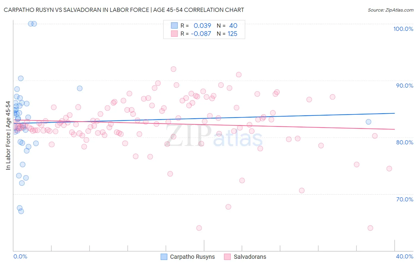 Carpatho Rusyn vs Salvadoran In Labor Force | Age 45-54