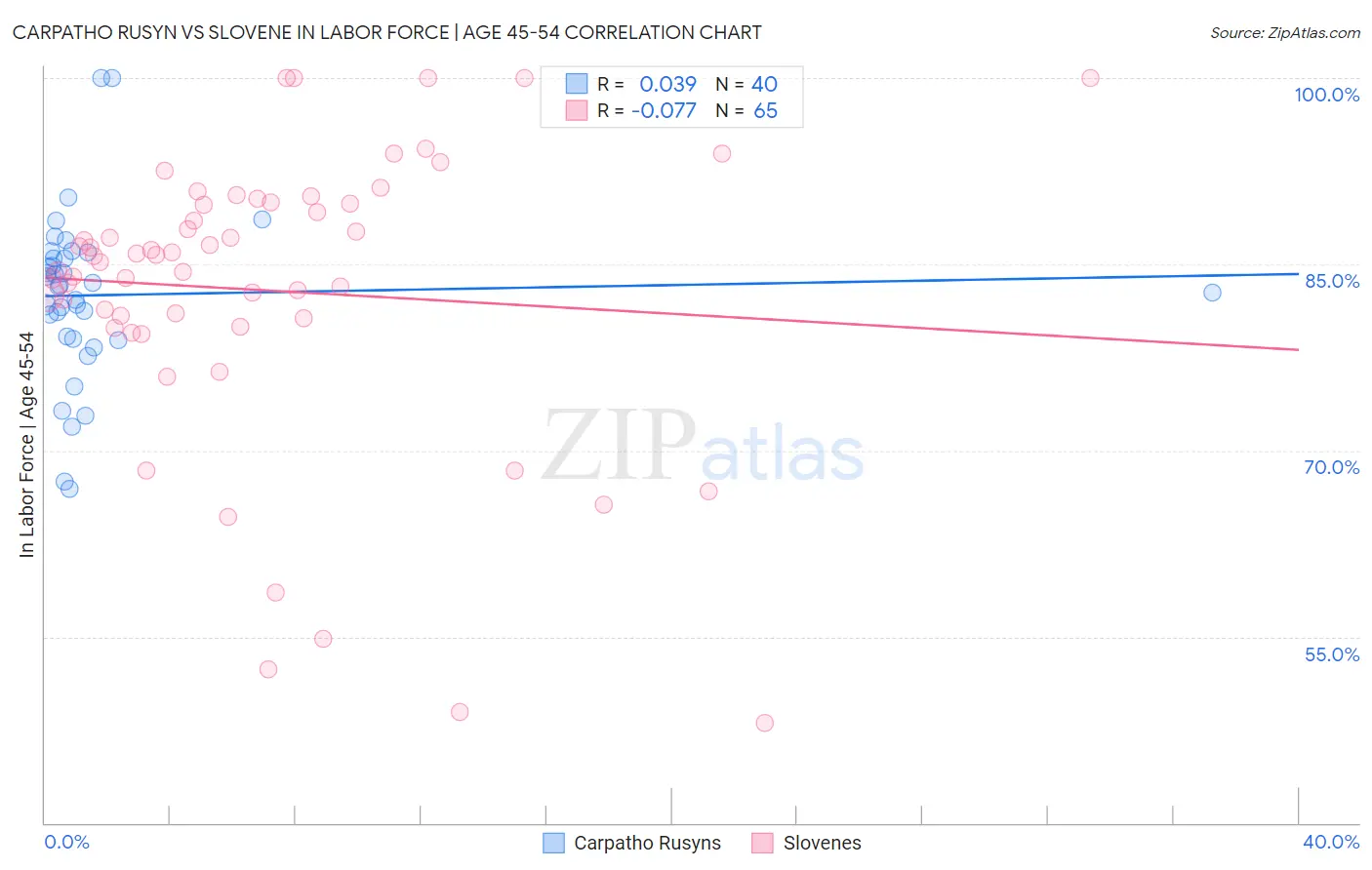 Carpatho Rusyn vs Slovene In Labor Force | Age 45-54