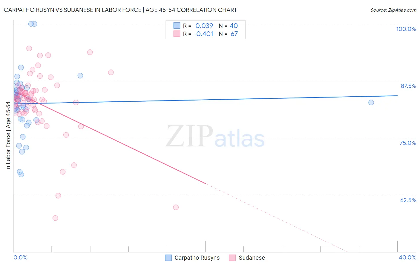 Carpatho Rusyn vs Sudanese In Labor Force | Age 45-54