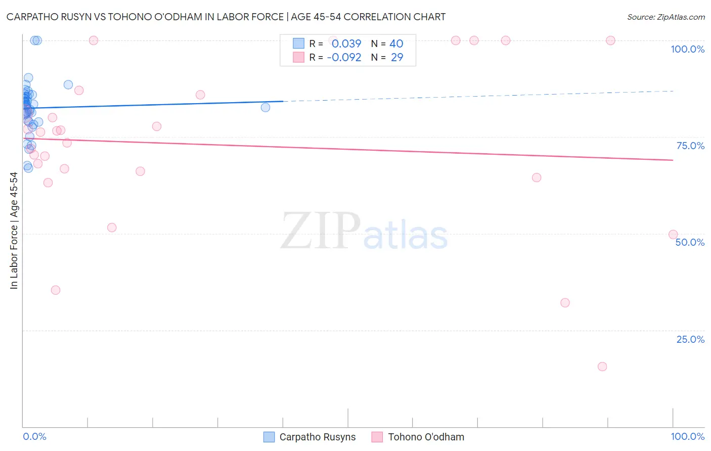 Carpatho Rusyn vs Tohono O'odham In Labor Force | Age 45-54