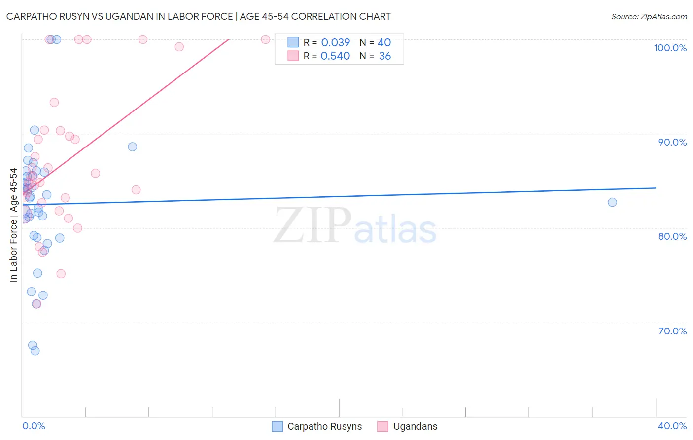 Carpatho Rusyn vs Ugandan In Labor Force | Age 45-54