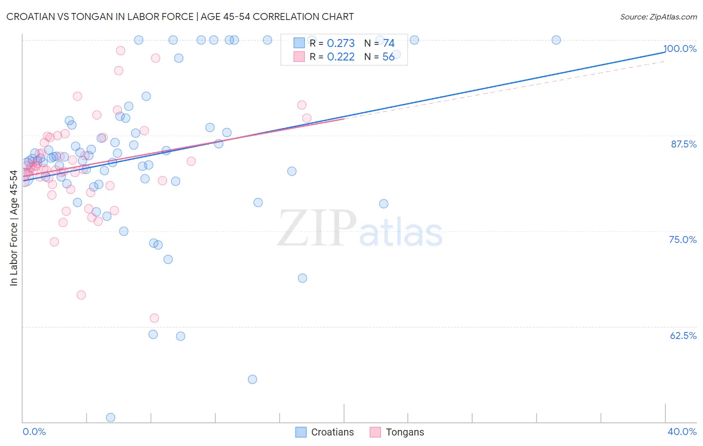 Croatian vs Tongan In Labor Force | Age 45-54