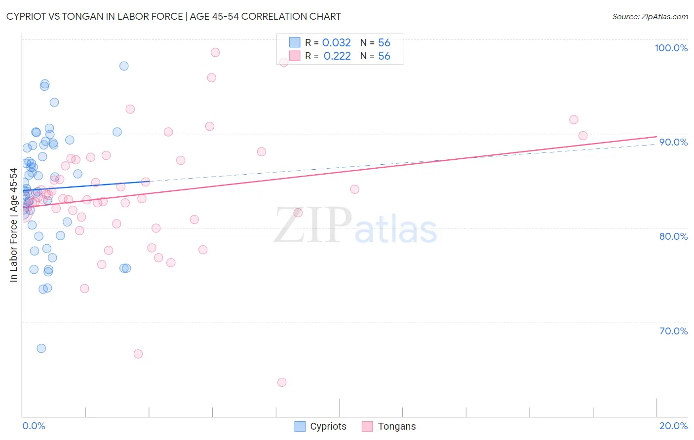 Cypriot vs Tongan In Labor Force | Age 45-54