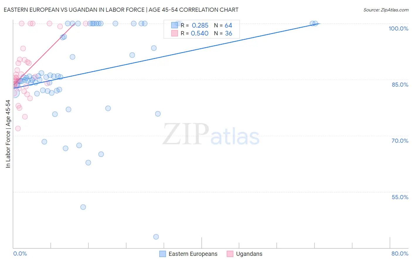 Eastern European vs Ugandan In Labor Force | Age 45-54