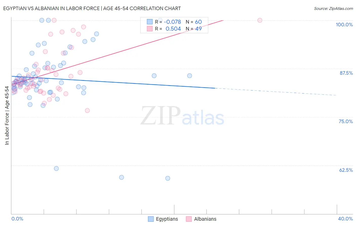 Egyptian vs Albanian In Labor Force | Age 45-54