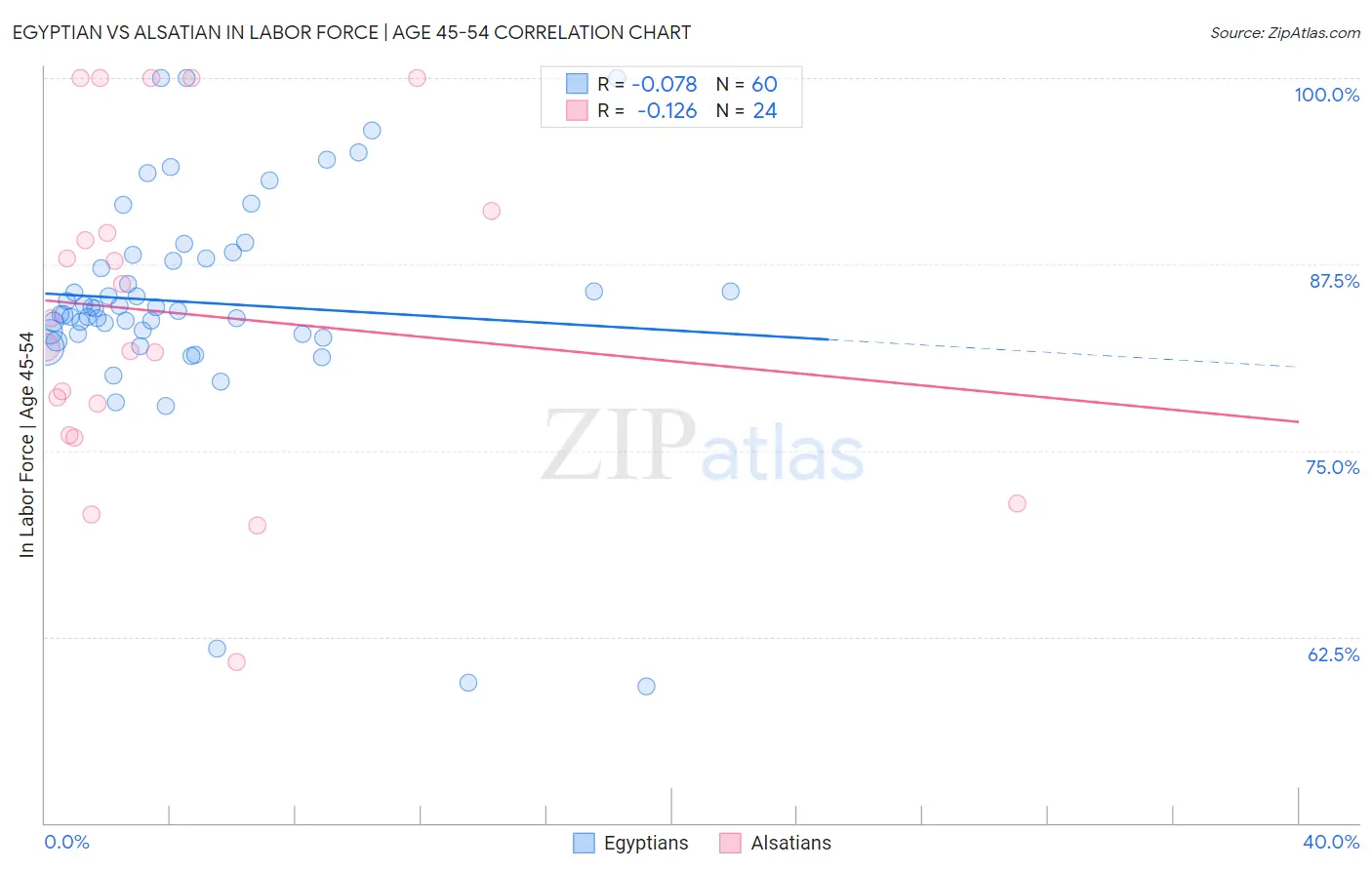 Egyptian vs Alsatian In Labor Force | Age 45-54