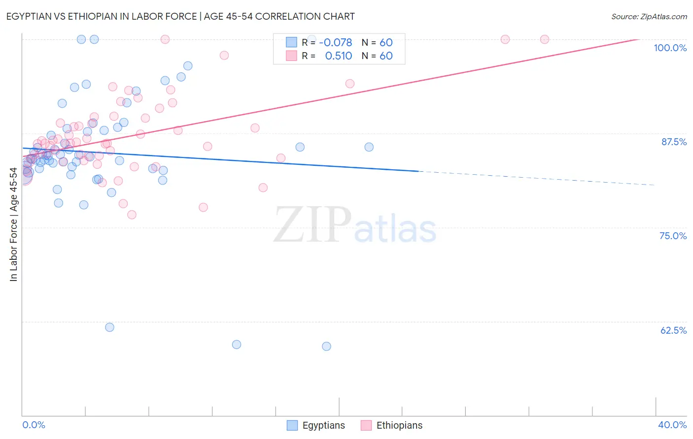 Egyptian vs Ethiopian In Labor Force | Age 45-54