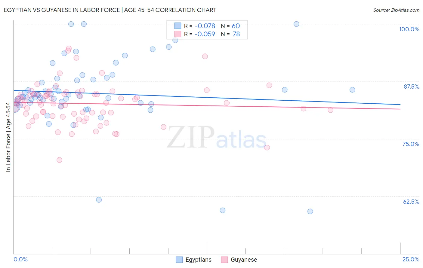 Egyptian vs Guyanese In Labor Force | Age 45-54