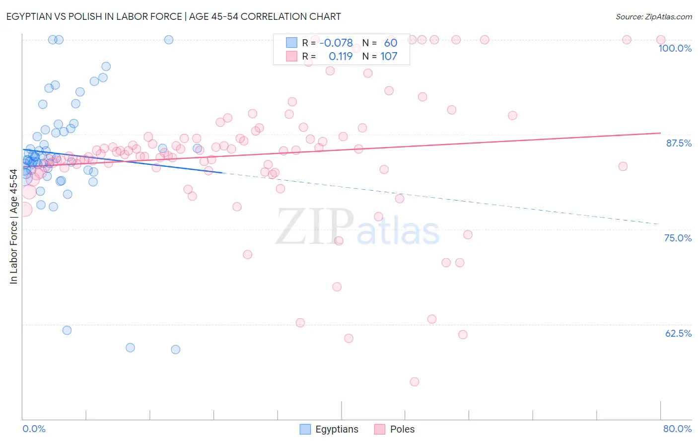 Egyptian vs Polish In Labor Force | Age 45-54