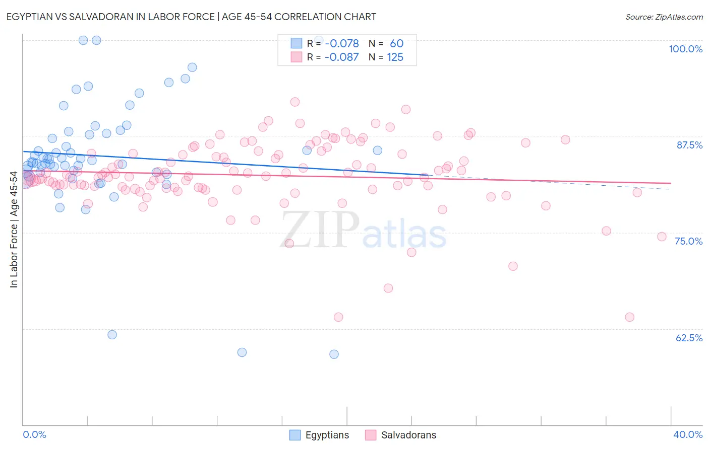 Egyptian vs Salvadoran In Labor Force | Age 45-54