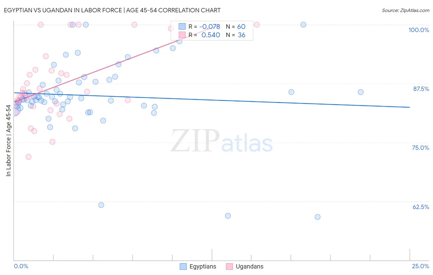 Egyptian vs Ugandan In Labor Force | Age 45-54