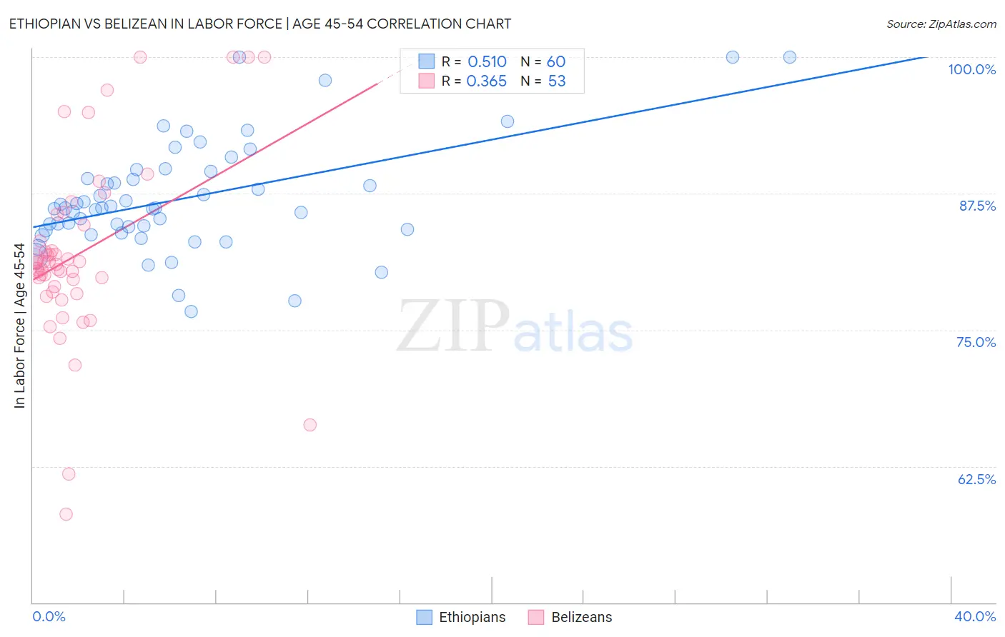 Ethiopian vs Belizean In Labor Force | Age 45-54