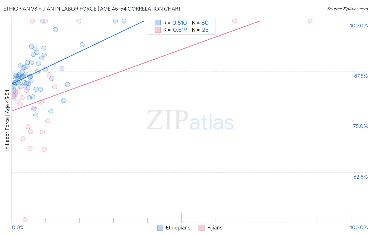 Ethiopian vs Fijian In Labor Force | Age 45-54