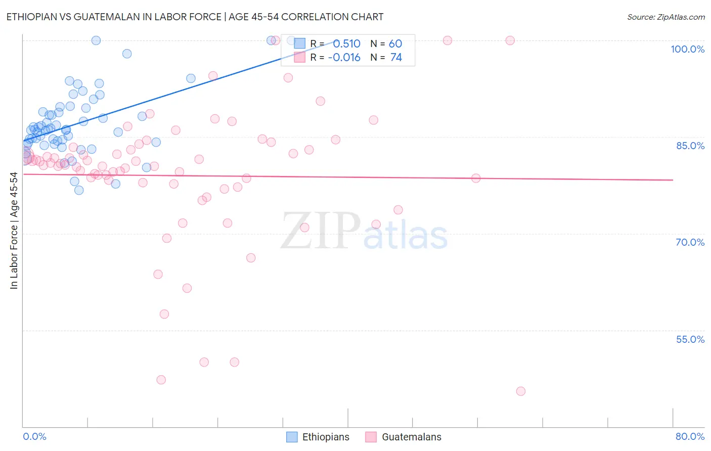 Ethiopian vs Guatemalan In Labor Force | Age 45-54