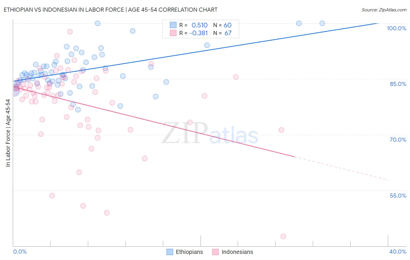 Ethiopian vs Indonesian In Labor Force | Age 45-54