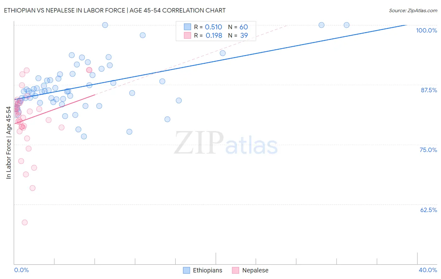 Ethiopian vs Nepalese In Labor Force | Age 45-54