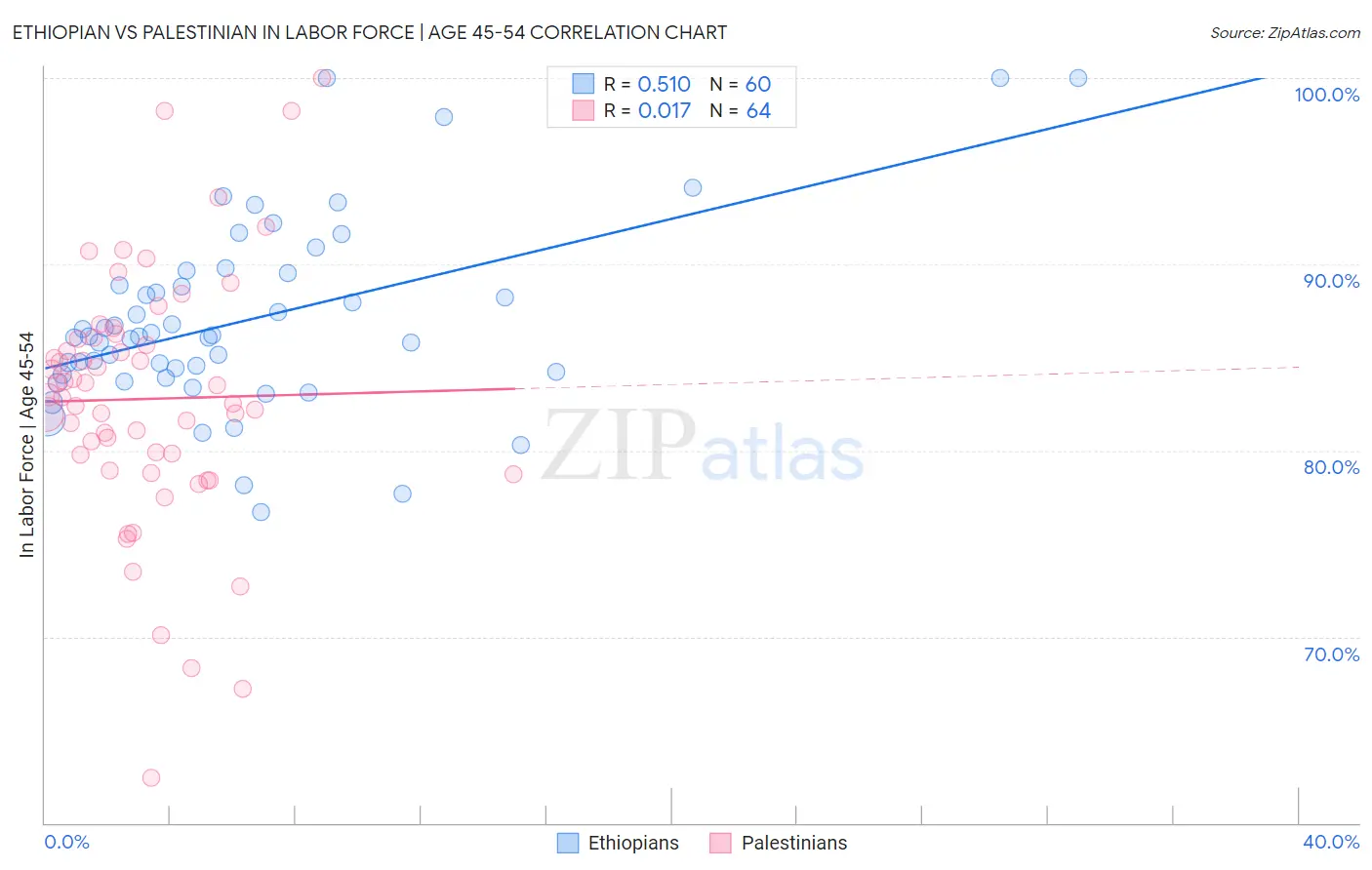 Ethiopian vs Palestinian In Labor Force | Age 45-54