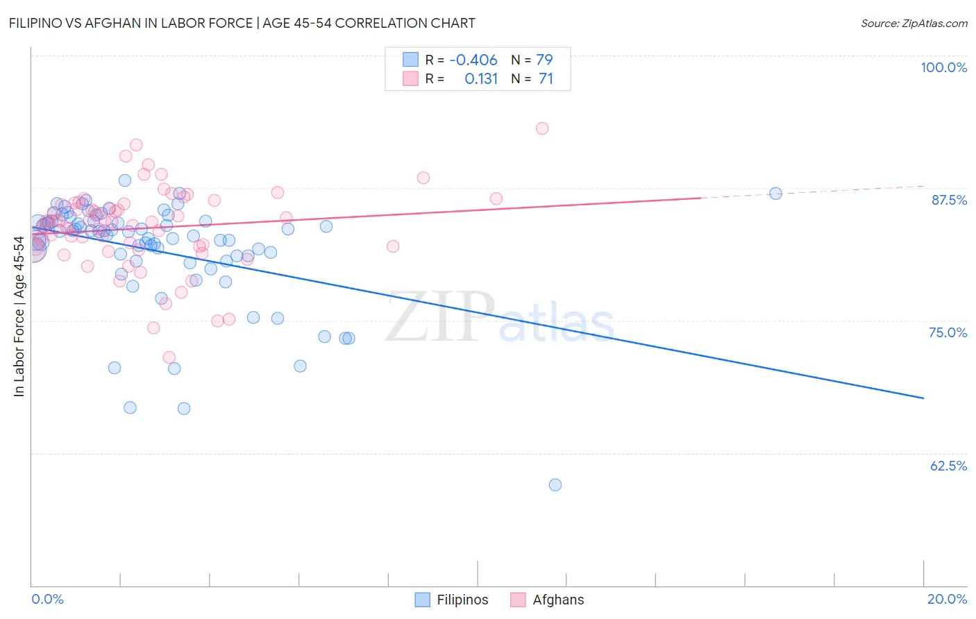 Filipino vs Afghan In Labor Force | Age 45-54