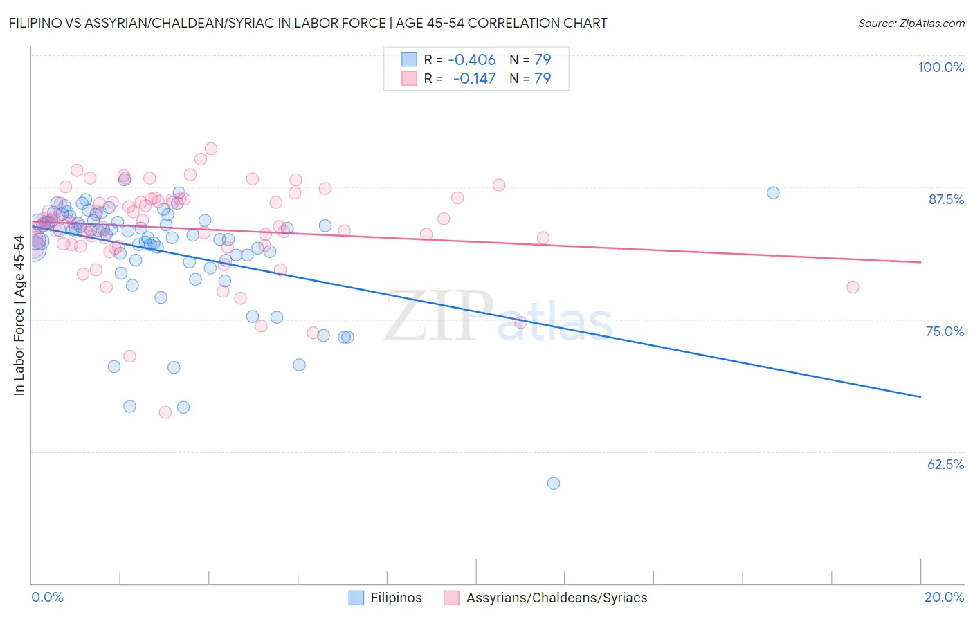 Filipino vs Assyrian/Chaldean/Syriac In Labor Force | Age 45-54
