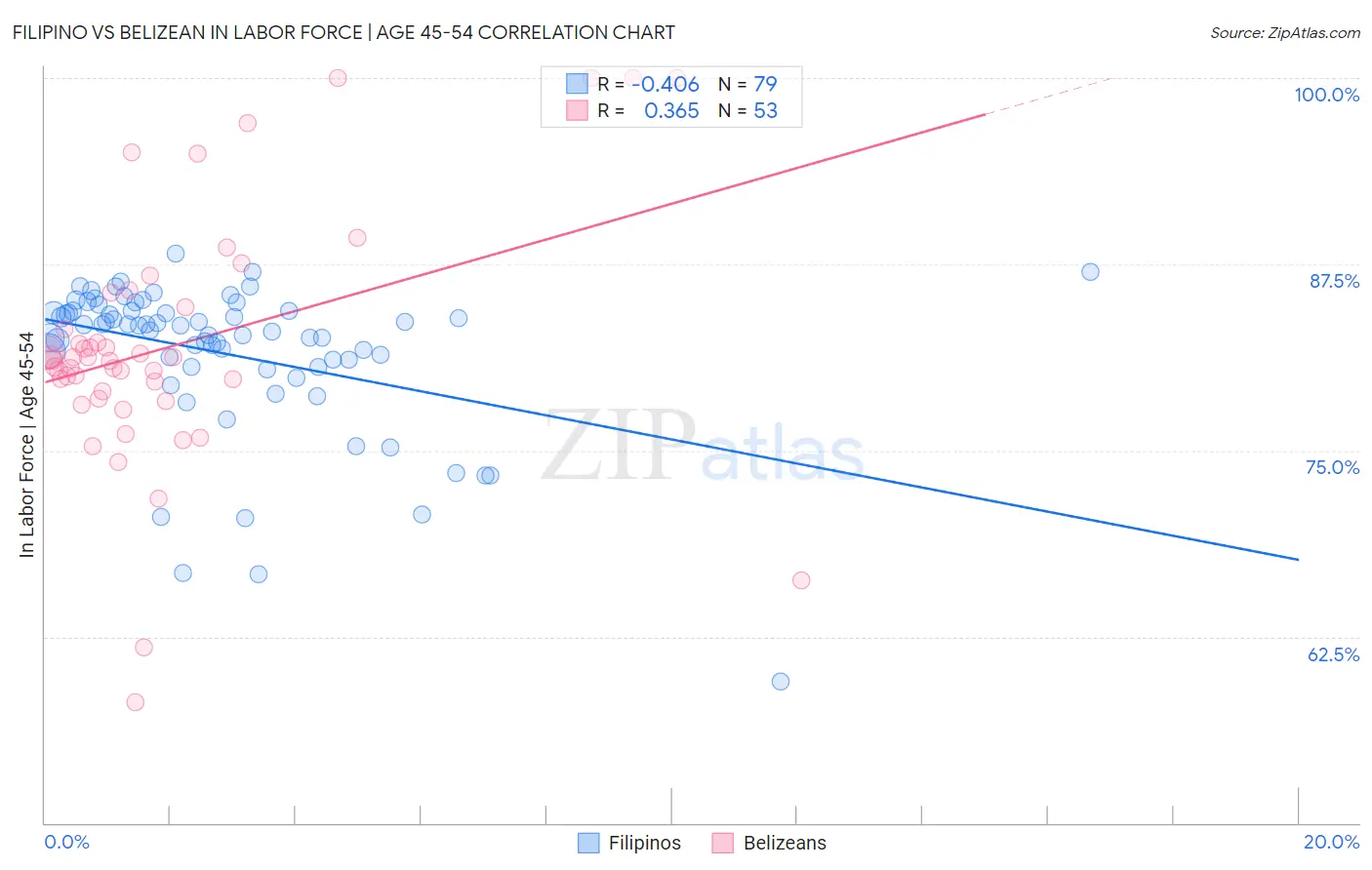 Filipino vs Belizean In Labor Force | Age 45-54