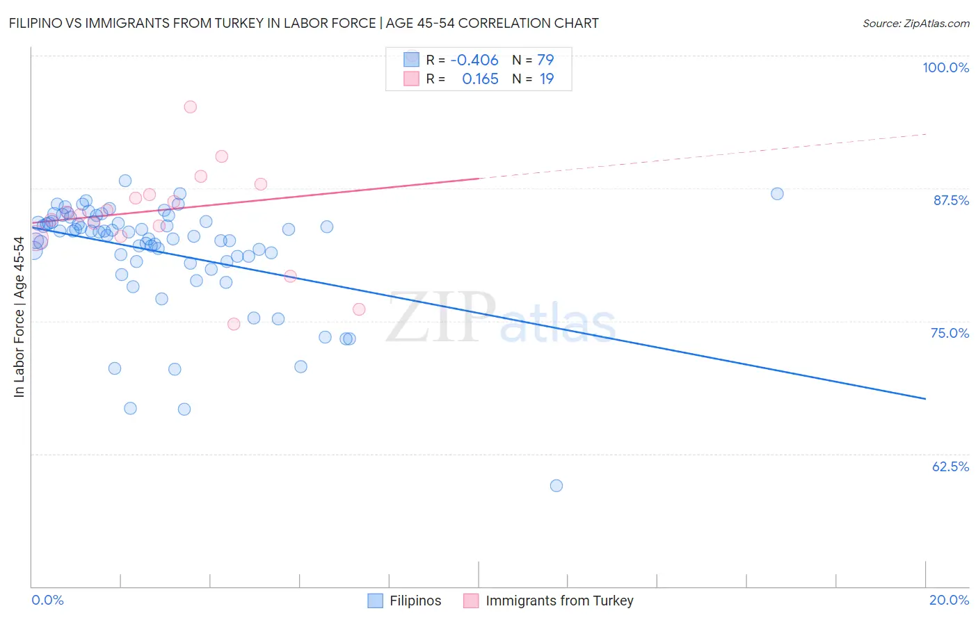 Filipino vs Immigrants from Turkey In Labor Force | Age 45-54