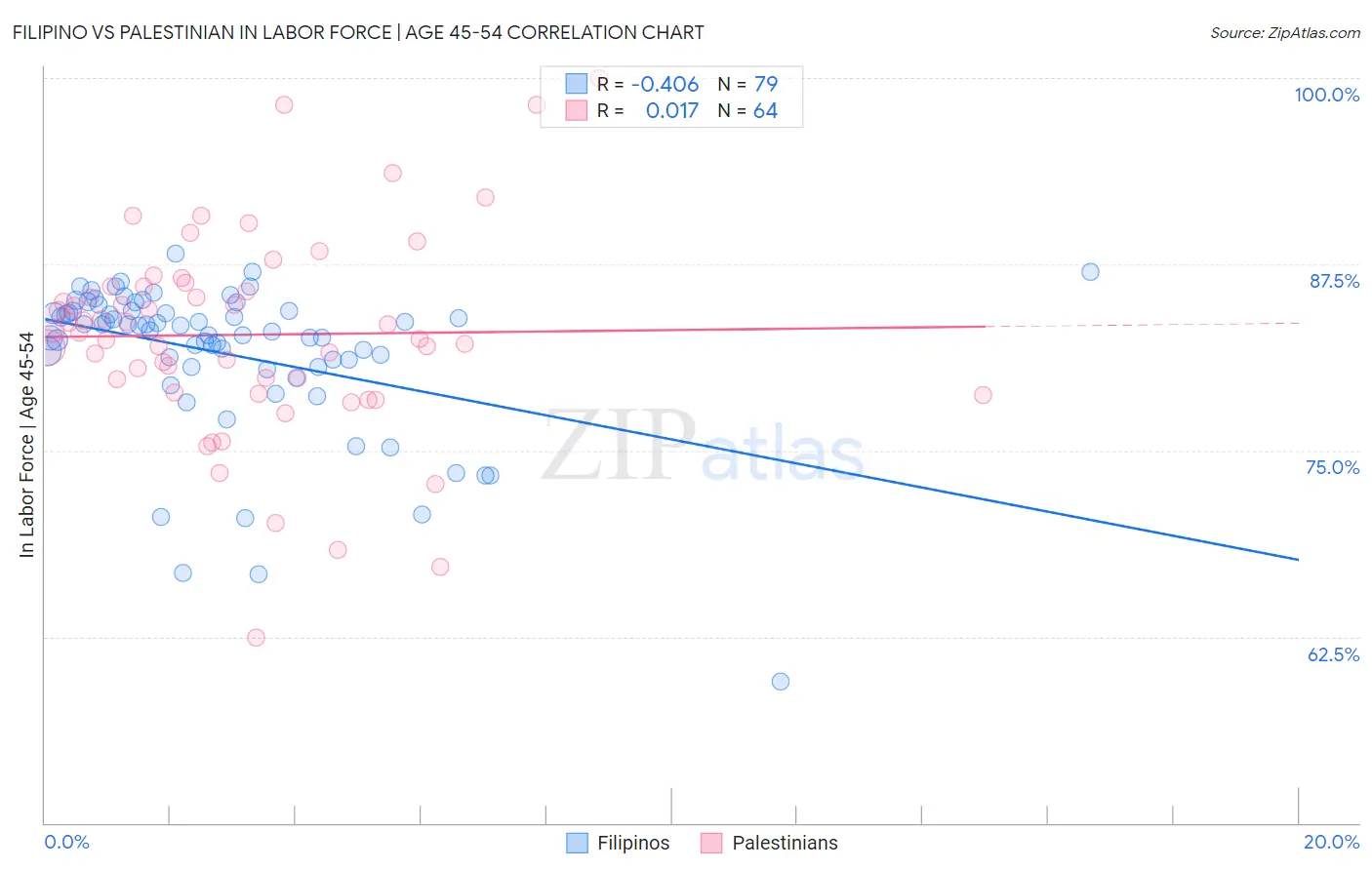 Filipino vs Palestinian In Labor Force | Age 45-54