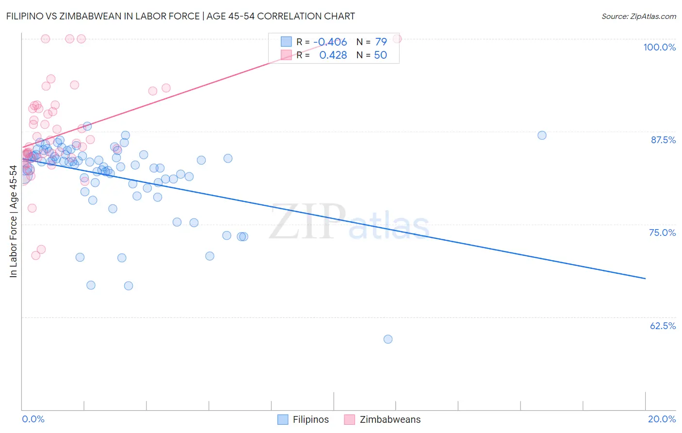 Filipino vs Zimbabwean In Labor Force | Age 45-54