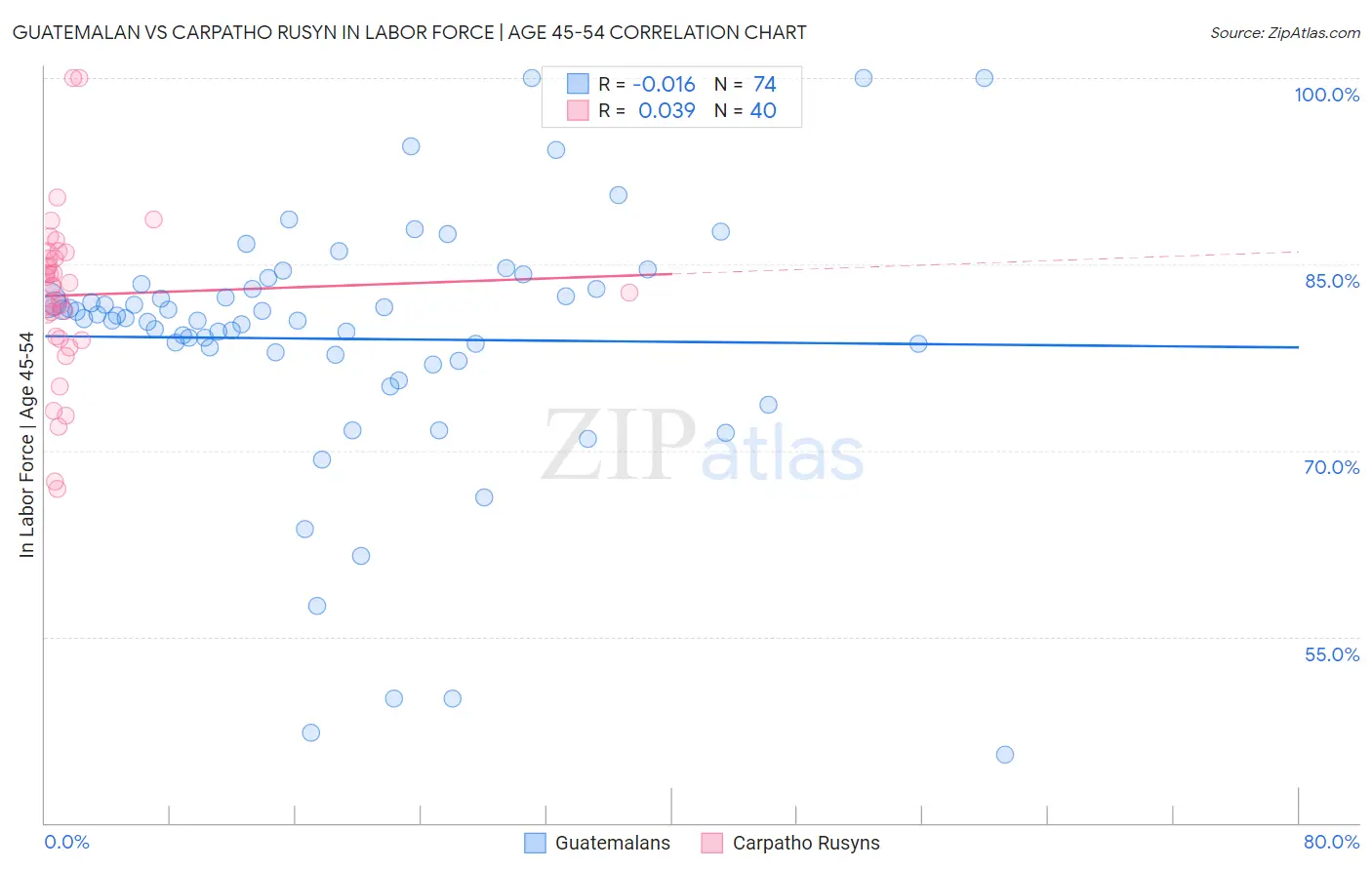 Guatemalan vs Carpatho Rusyn In Labor Force | Age 45-54