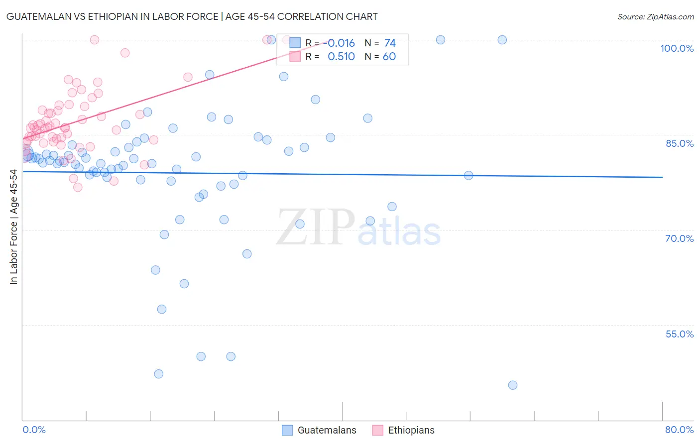 Guatemalan vs Ethiopian In Labor Force | Age 45-54