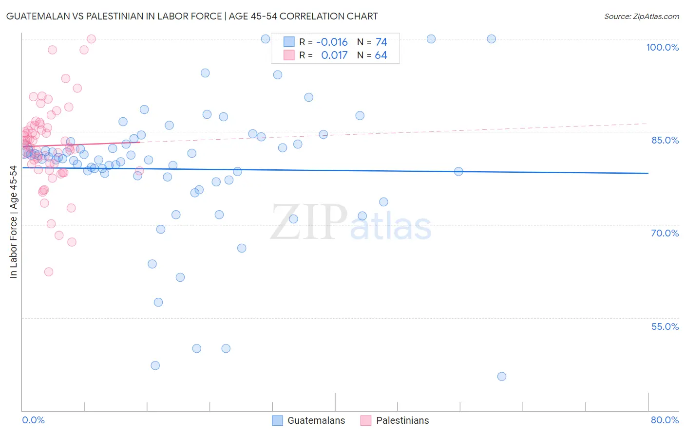 Guatemalan vs Palestinian In Labor Force | Age 45-54