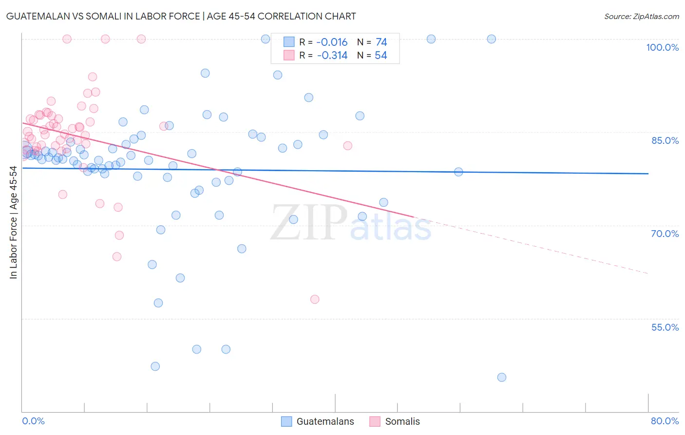 Guatemalan vs Somali In Labor Force | Age 45-54