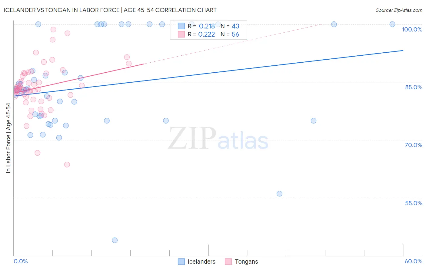 Icelander vs Tongan In Labor Force | Age 45-54
