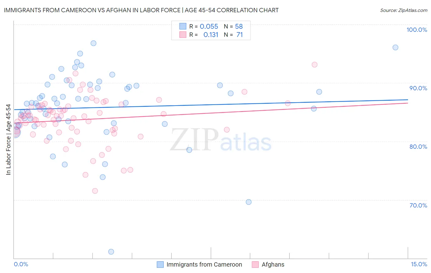 Immigrants from Cameroon vs Afghan In Labor Force | Age 45-54