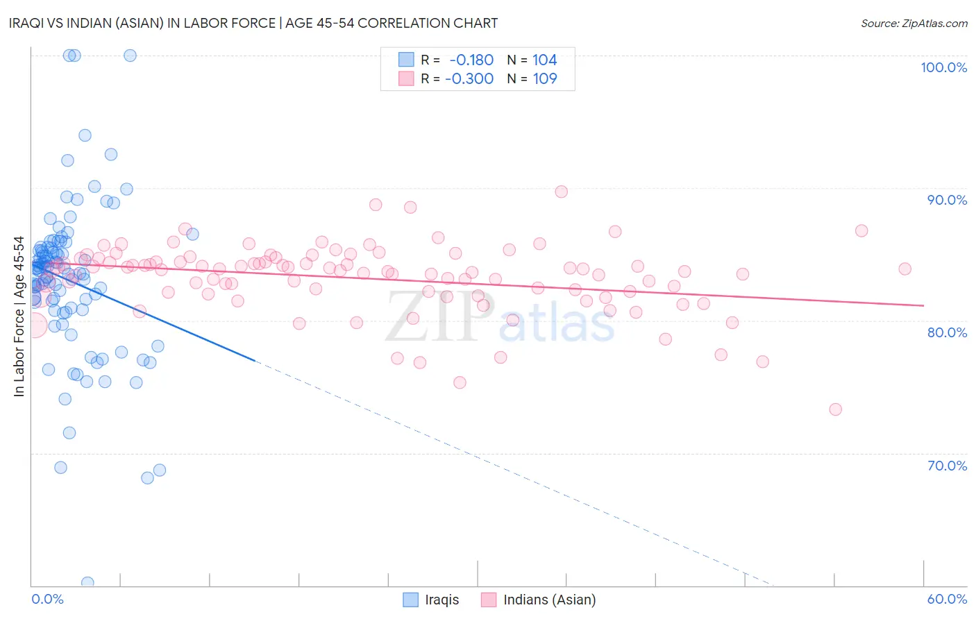 Iraqi vs Indian (Asian) In Labor Force | Age 45-54