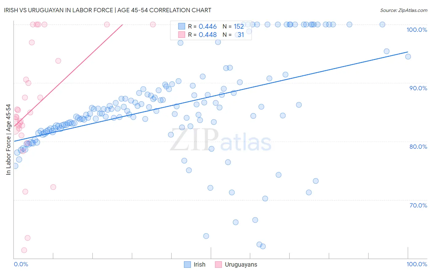 Irish vs Uruguayan In Labor Force | Age 45-54