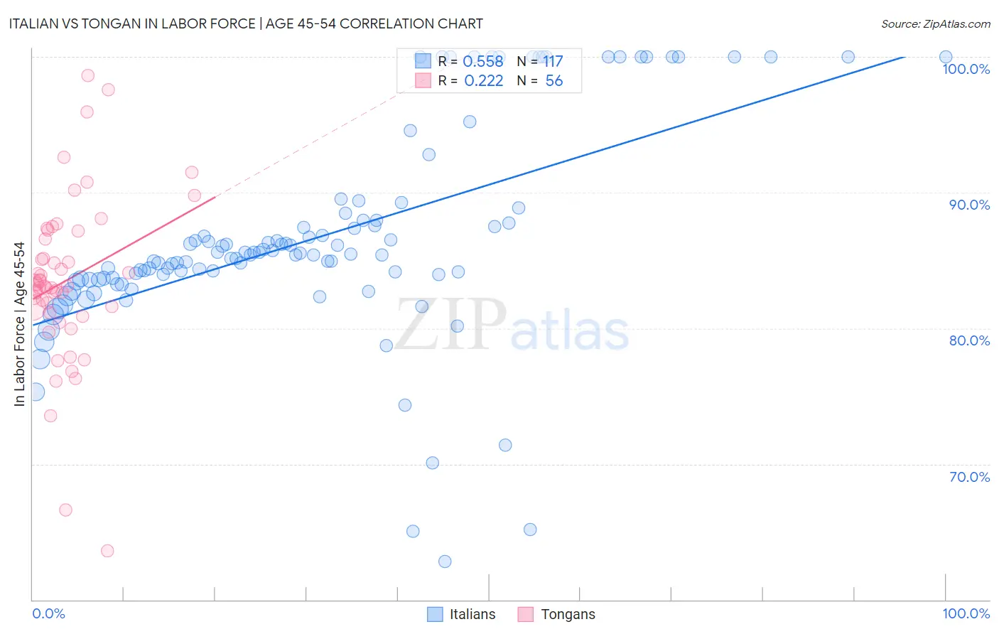 Italian vs Tongan In Labor Force | Age 45-54