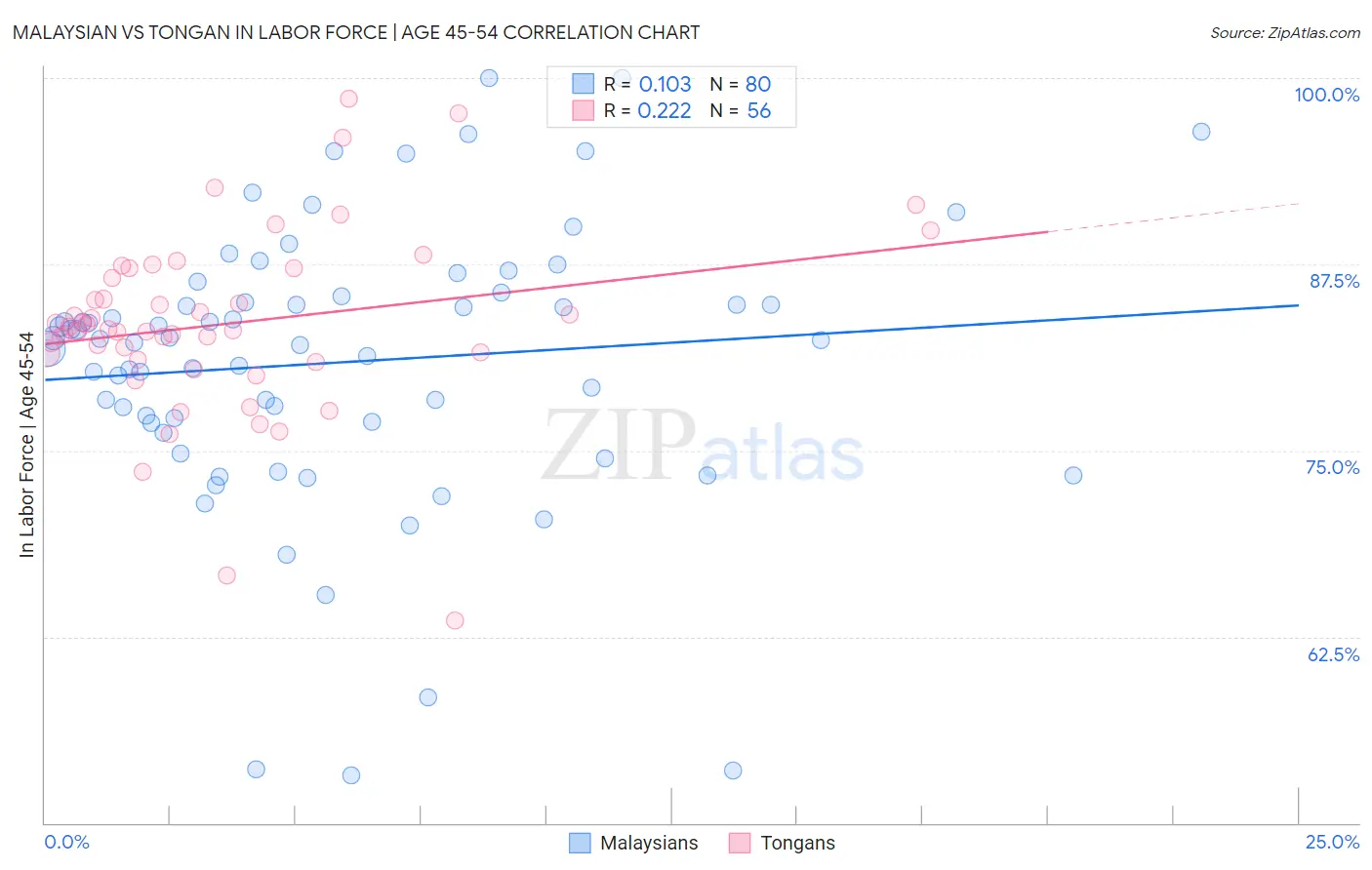 Malaysian vs Tongan In Labor Force | Age 45-54