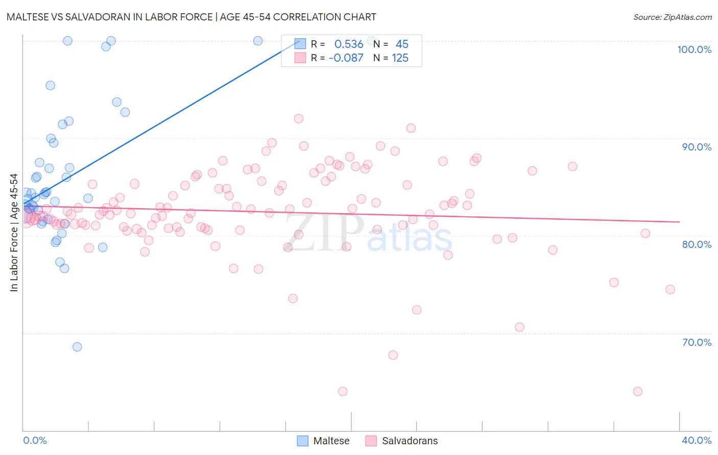 Maltese vs Salvadoran In Labor Force | Age 45-54