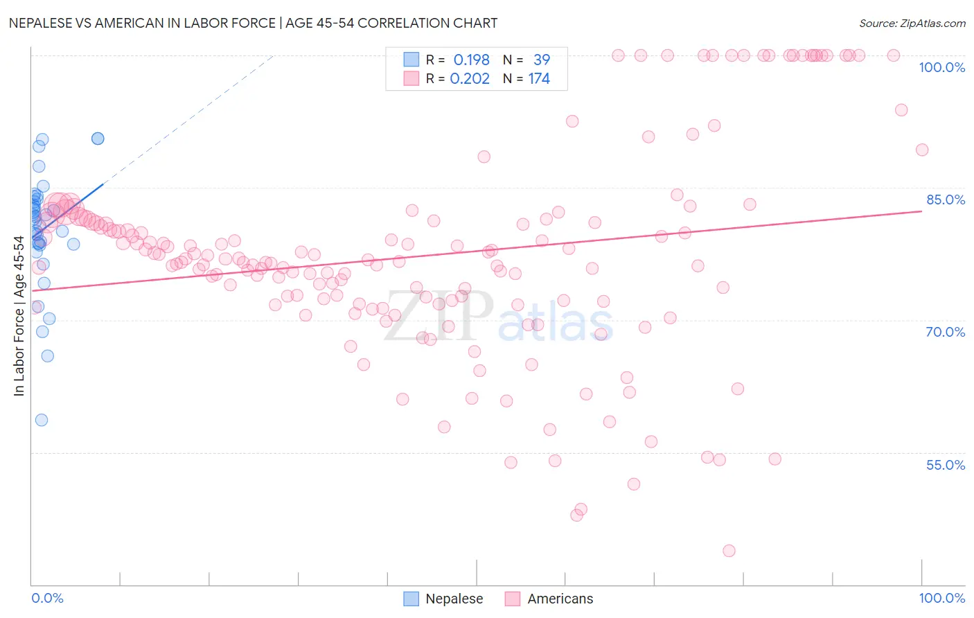 Nepalese vs American In Labor Force | Age 45-54