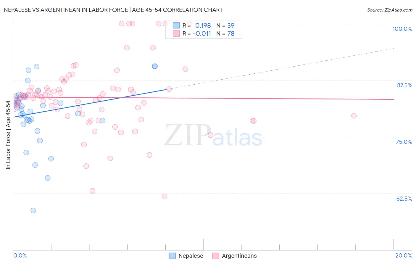 Nepalese vs Argentinean In Labor Force | Age 45-54