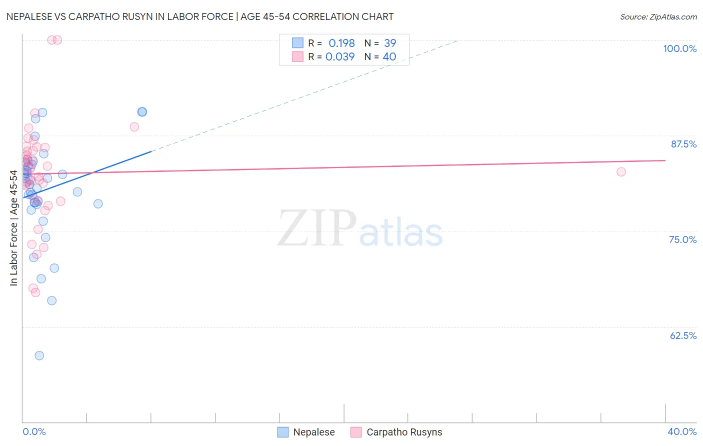 Nepalese vs Carpatho Rusyn In Labor Force | Age 45-54
