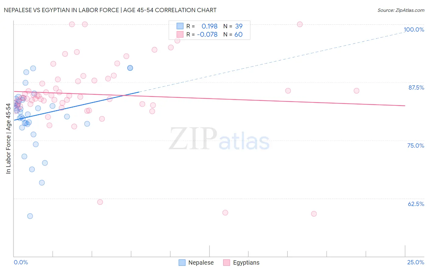Nepalese vs Egyptian In Labor Force | Age 45-54