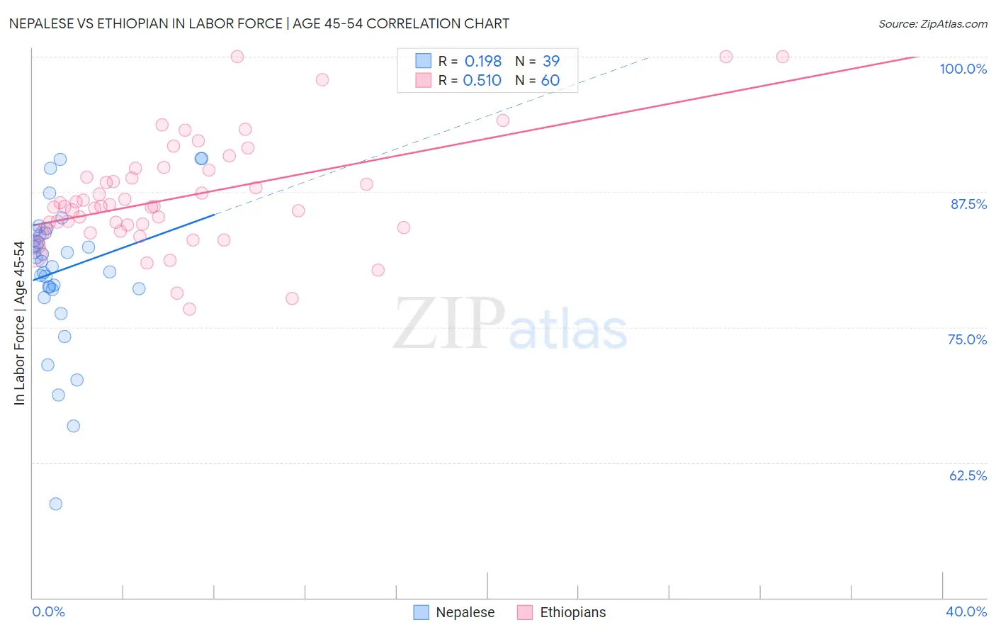 Nepalese vs Ethiopian In Labor Force | Age 45-54