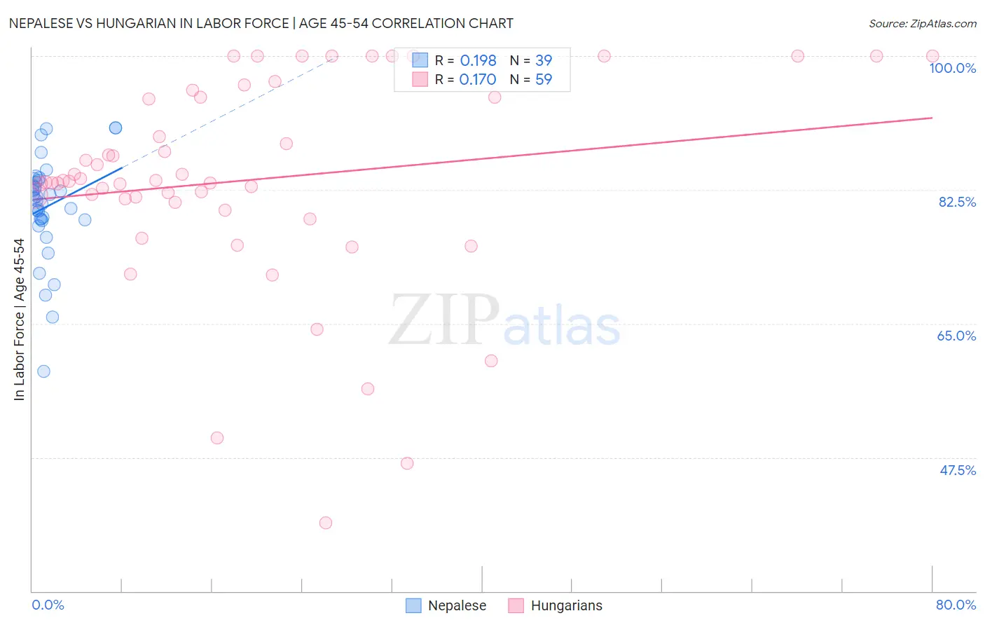 Nepalese vs Hungarian In Labor Force | Age 45-54