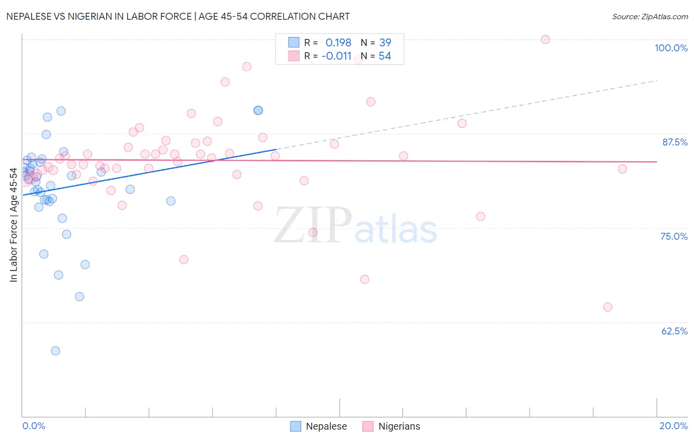 Nepalese vs Nigerian In Labor Force | Age 45-54