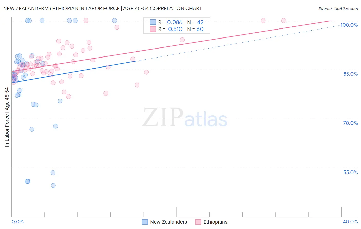 New Zealander vs Ethiopian In Labor Force | Age 45-54
