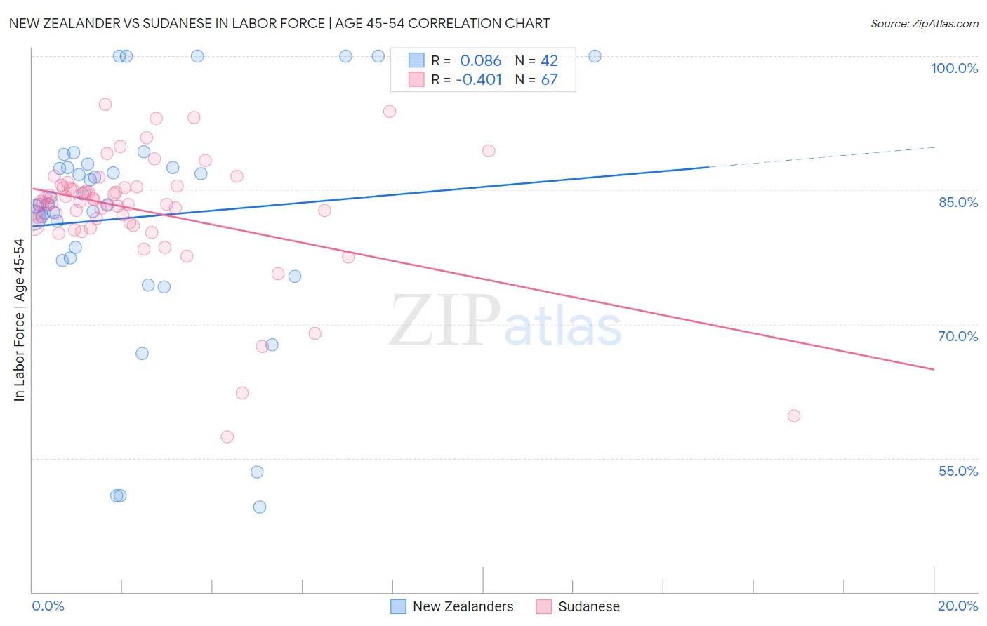 New Zealander vs Sudanese In Labor Force | Age 45-54