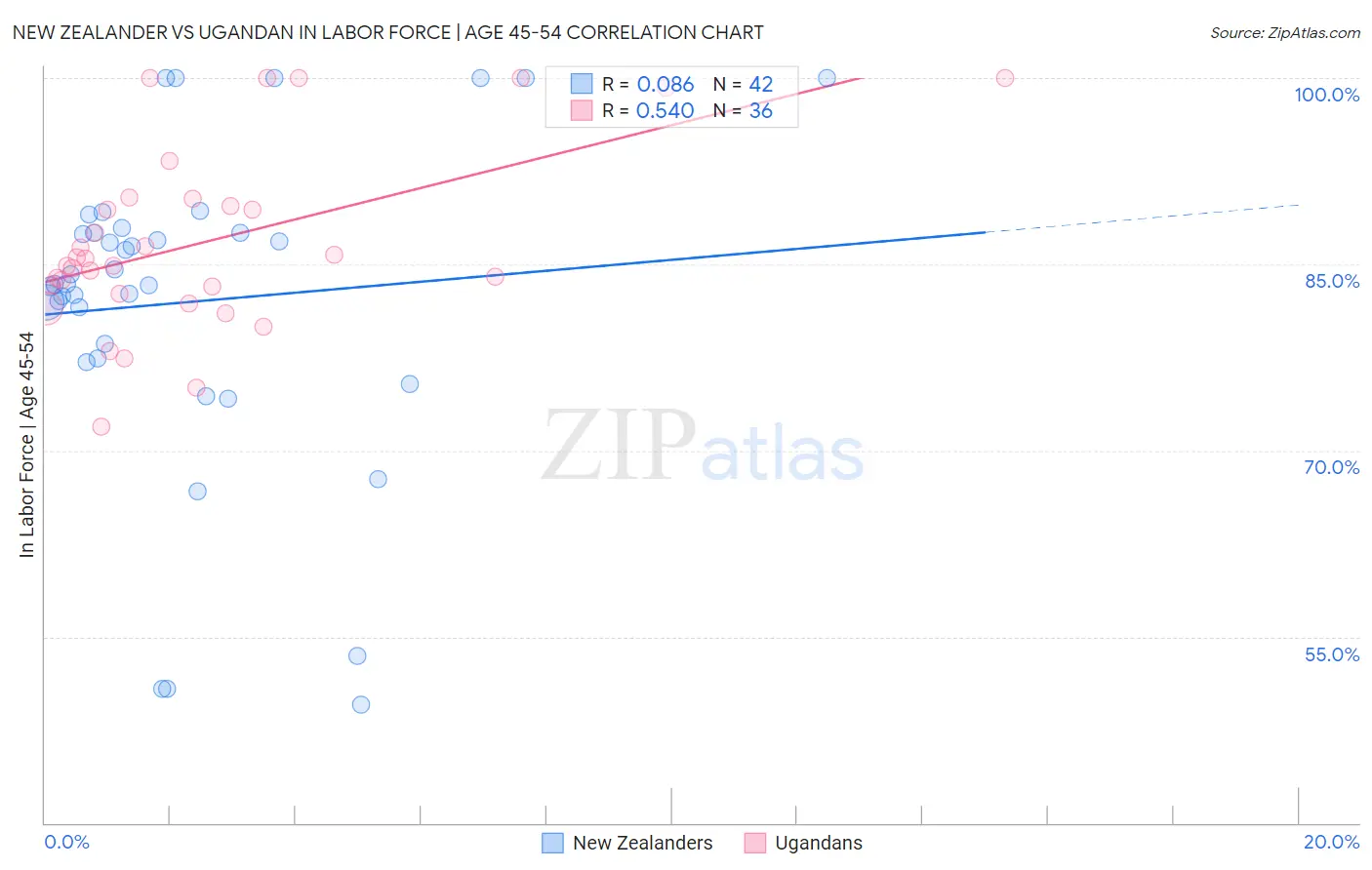 New Zealander vs Ugandan In Labor Force | Age 45-54