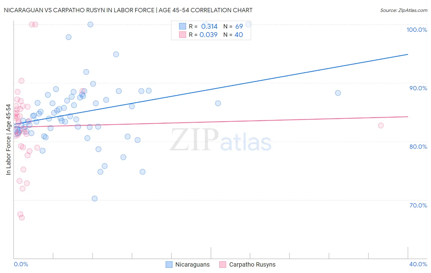 Nicaraguan vs Carpatho Rusyn In Labor Force | Age 45-54